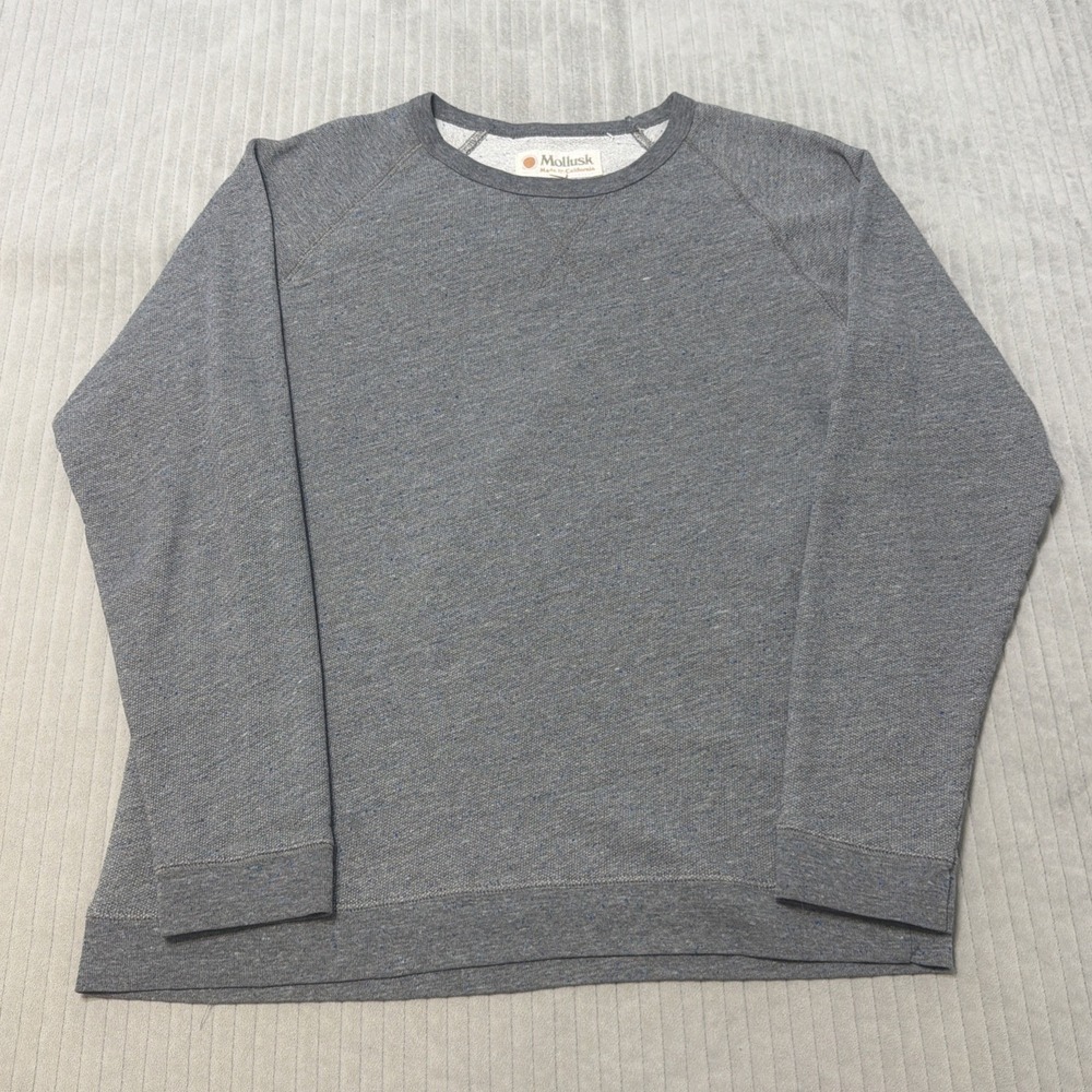 Mollusk California Surf Shop Crewneck Terry Pullover Mens Med Gray Made in USA